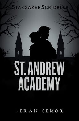 A dramatic and moody book cover illustration featuring two silhouetted figures, Rowan (female) and Eamon (male), standing back-to-back, facing away from the viewer