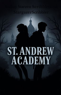 A dramatic and moody book cover illustration featuring two silhouetted figures, Rowan (female) and Eamon (male), standing back-to-back, facing away from the viewer