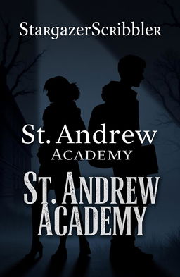 A dramatic and moody book cover illustration featuring two silhouetted figures, Rowan (female) and Eamon (male), standing back-to-back, facing away from the viewer