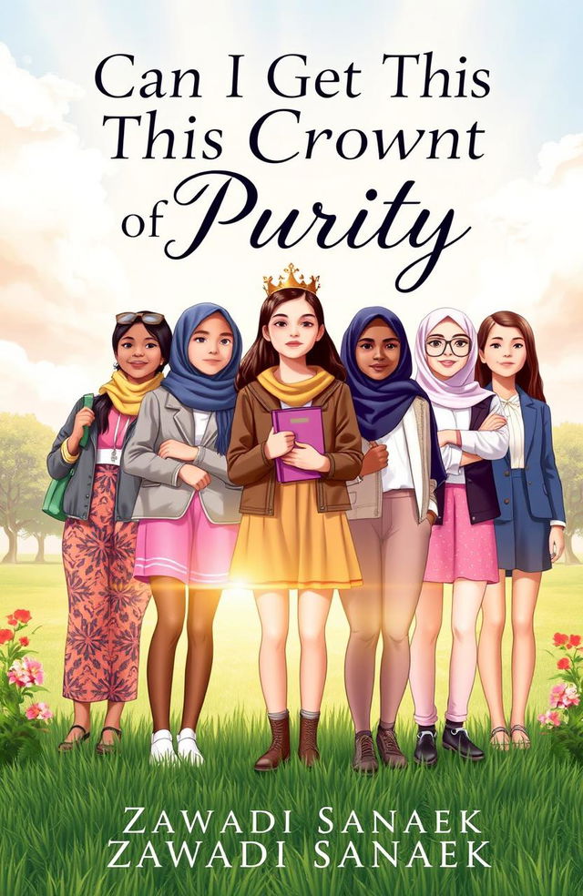 A visually captivating book cover for a thoughtful and inspiring novel titled 'Can I Get This Crown of Purity' by Zawadi Sanaek