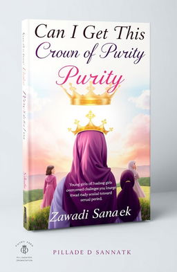 A motivational and inspiring book cover design for 'Can I Get This Crown of Purity' by Zawadi Sanaek, focusing on young girls overcoming challenges in their journey towards sexual purity