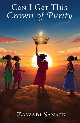 A captivating illustration representing the journey of five Maasai young girls, each depicted with traditional attire, vibrant beads, and unique hairstyles, symbolizing their cultural heritage