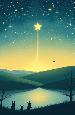 A whimsical and enchanting illustration depicting the story of a falling star