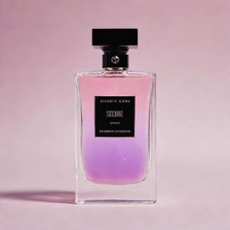 A luxurious perfume bottle with a gradient pink, purple and black label. The label reads 'Spicy Girl for Women' written elegantly.