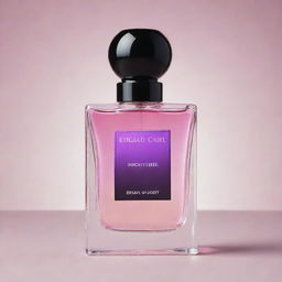 A luxurious perfume bottle with a gradient pink, purple and black label. The label reads 'Spicy Girl for Women' written elegantly.