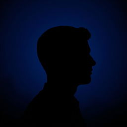 A silhouette of a person's head in profile, with a distinct key-shaped hole in the forehead, set against a deep blue background