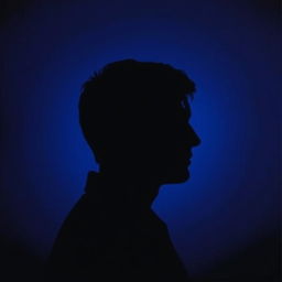 A silhouette of a person's head in profile, with a distinct key-shaped hole in the forehead, set against a deep blue background