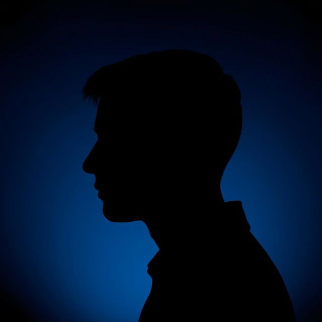 A silhouette of a person's head in profile, with a distinct key-shaped hole in the forehead, set against a deep blue background