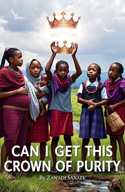 A poignant scene depicting five Maasai young girls in traditional attire, each facing their personal challenges