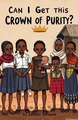 A poignant illustration depicting six young Maasai girls, each expressing a mix of sadness and desperation as they navigate the challenges of pursuing sexual purity