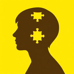 A silhouette of a person's head in profile, designed with puzzle pieces, prominently featuring one piece missing to suggest a theme of incompleteness