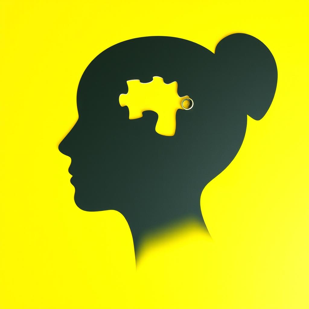 A silhouette of a person's head in profile, designed with puzzle pieces, prominently featuring one piece missing to suggest a theme of incompleteness