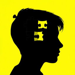 A silhouette of a person's head in profile, formed by interlocking puzzle pieces, with one piece conspicuously missing to symbolize incompleteness