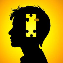 A silhouette of a person's head in profile, formed by interlocking puzzle pieces, with one piece conspicuously missing to symbolize incompleteness