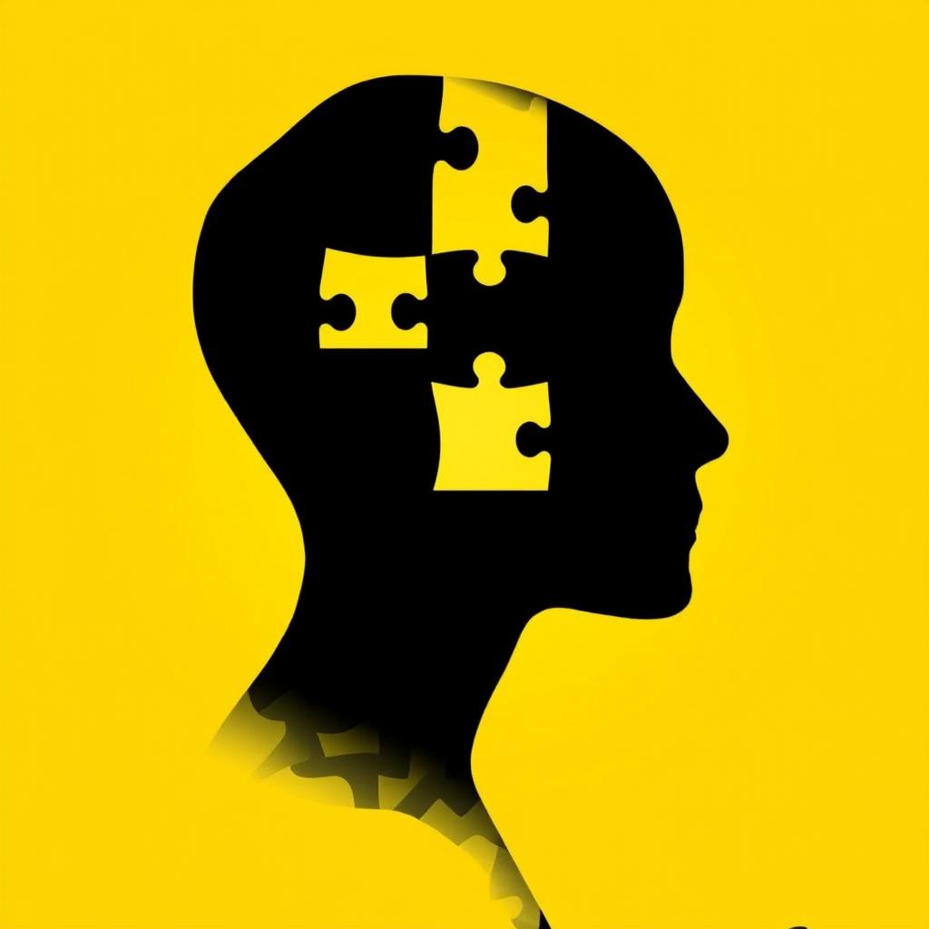 A silhouette of a person's head in profile, made up of interlocking puzzle pieces, with one piece clearly missing to symbolize incompleteness