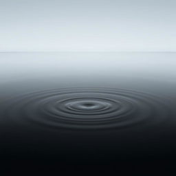 A minimalist and tranquil scene depicting calm water with gentle ripples expanding from the center