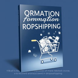 A professional eBook cover design for a dropshipping training course titled "Formation Dropshipping"