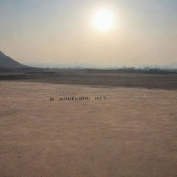 A vast, barren landscape, the Padang Mahsyar, with resurrected humans and an oppressively close sun hanging only a handspan from the ground