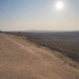 A vast, barren landscape, the Padang Mahsyar, with resurrected humans and an oppressively close sun hanging only a handspan from the ground