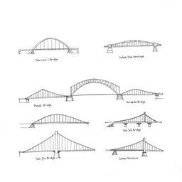 A detailed sketch illustration of the seven iconic bridges of Porto, Portugal, on a plain white paper background