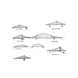 A detailed sketch illustration of the seven iconic bridges of Porto, Portugal, on a plain white paper background