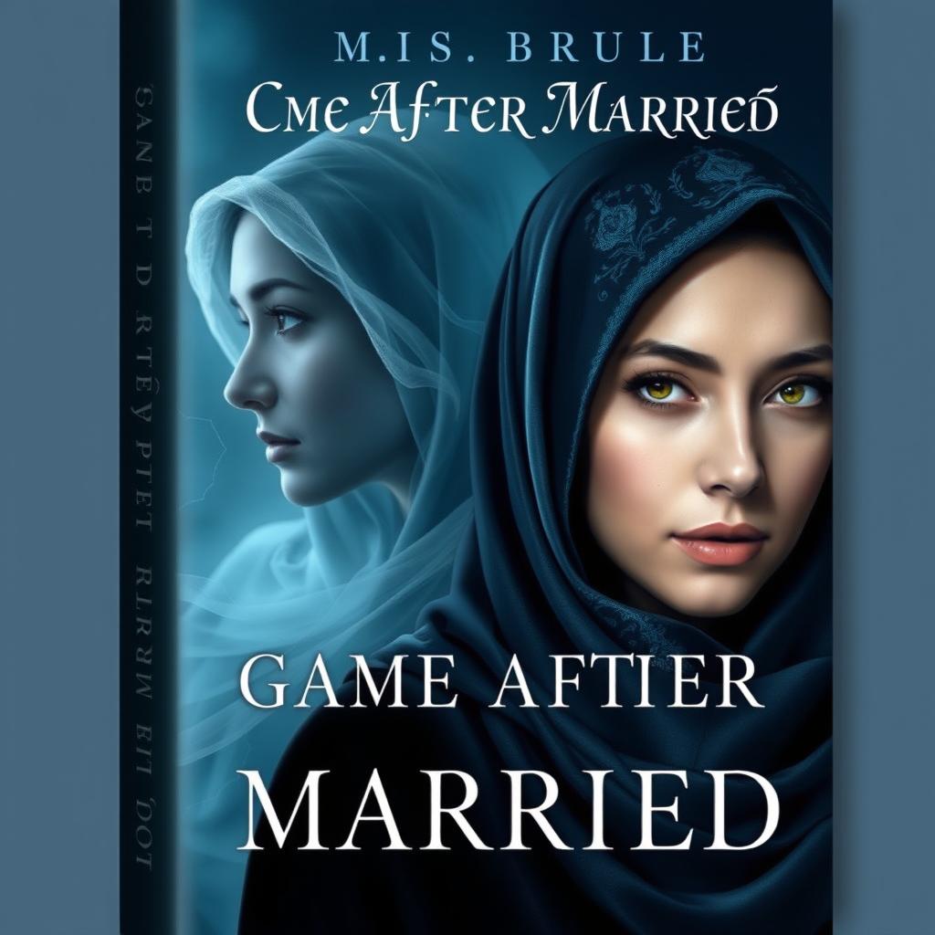 A book cover design for the novel 'Game After Married', featuring a hijab-clad woman and a ghostly figure of a woman in the background