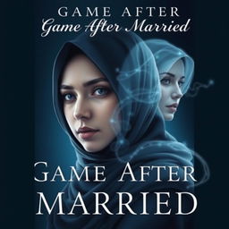 A book cover design for the novel 'Game After Married', featuring a hijab-clad woman and a ghostly figure of a woman in the background