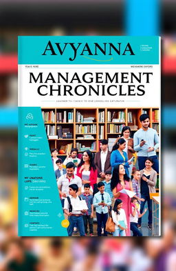 A dynamic and engaging university newspaper layout themed around 'Avyanna Management Chronicles'