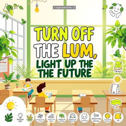 A vibrant and engaging educational poster promoting environmental awareness among students