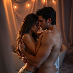 A tasteful artistic depiction inspired by the erotic book "Tres Días", capturing the essence of a profound sexual connection that is devoid of emotional attachment