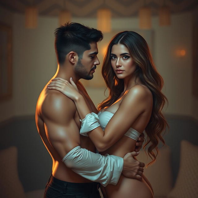 A tasteful artistic depiction inspired by the erotic book "Tres Días", capturing the essence of a profound sexual connection that is devoid of emotional attachment