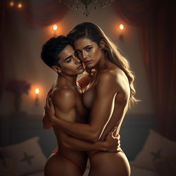 A tasteful artistic depiction inspired by the erotic book "Tres Días", capturing the essence of a profound sexual connection that is devoid of emotional attachment