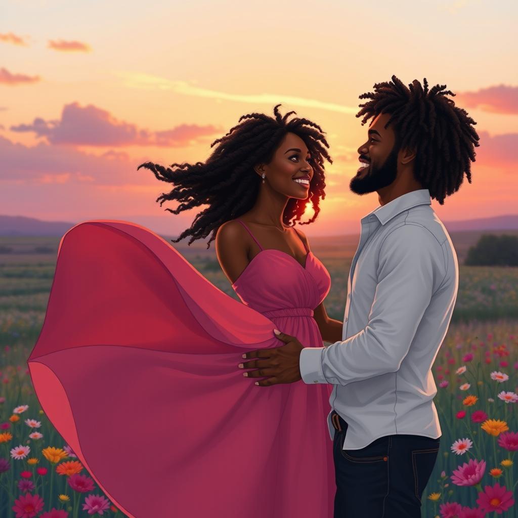 An intimate illustration showcasing the love story of Simphiwe and Thabani