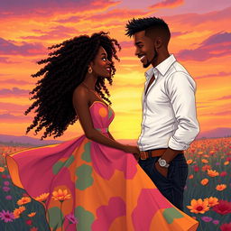 An intimate illustration showcasing the love story of Simphiwe and Thabani