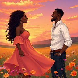 An intimate illustration showcasing the love story of Simphiwe and Thabani