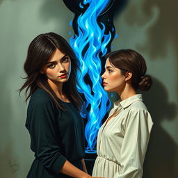 A thought-provoking artistic portrayal inspired by the book "Tres Días", illustrating the duality of connection and emotional detachment