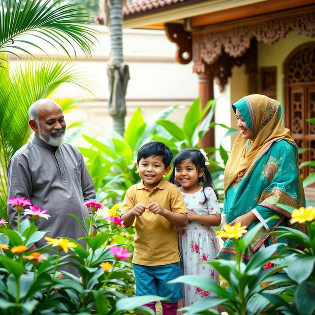 A warm and inviting scene featuring a Muslim family in Sri Lanka