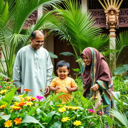 A warm and inviting scene featuring a Muslim family in Sri Lanka