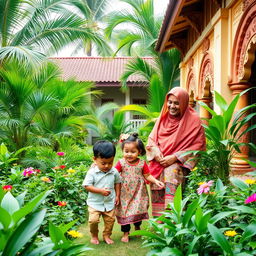 A warm and inviting scene featuring a Muslim family in Sri Lanka