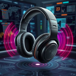 A pair of innovative headphones designed for tactical use, capable of sending and receiving frequencies similar to sonar to triangulate a person's location in the surrounding area