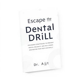 A modern and clean book cover design for 'Escape the Dental Drill', featuring a minimalist aesthetic