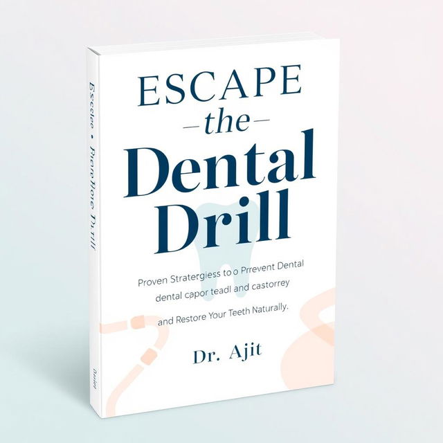 A modern and clean book cover design for 'Escape the Dental Drill', featuring a minimalist aesthetic