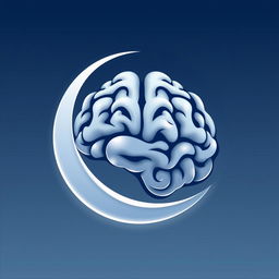 A unique and creative clipart logo that merges a crescent moon and a human brain, depicting the brain in the shape of the crescent moon