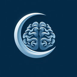 A unique and creative clipart logo that merges a crescent moon and a human brain, depicting the brain in the shape of the crescent moon