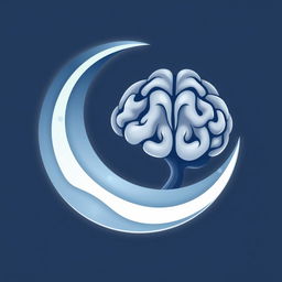 A unique and creative clipart logo that merges a crescent moon and a human brain, depicting the brain in the shape of the crescent moon