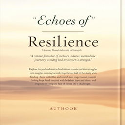 The back cover of a book titled 'Echoes of Resilience,' featuring a serene and reflective design