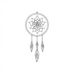 A simple yet evocative line drawing of a dream represented as a single object—a delicate, whimsical dreamcatcher