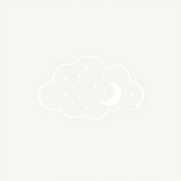 A minimalistic line drawing of a single object that embodies the concept of a dream-state, represented as a whimsical cloud