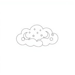 A minimalistic line drawing of a single object that embodies the concept of a dream-state, represented as a whimsical cloud