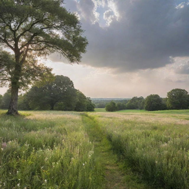 In the tranquil imagery of Heaven, populate the landscape with individuals, expressing pure joy and complete satisfaction, enhancing the serenity and happiness.